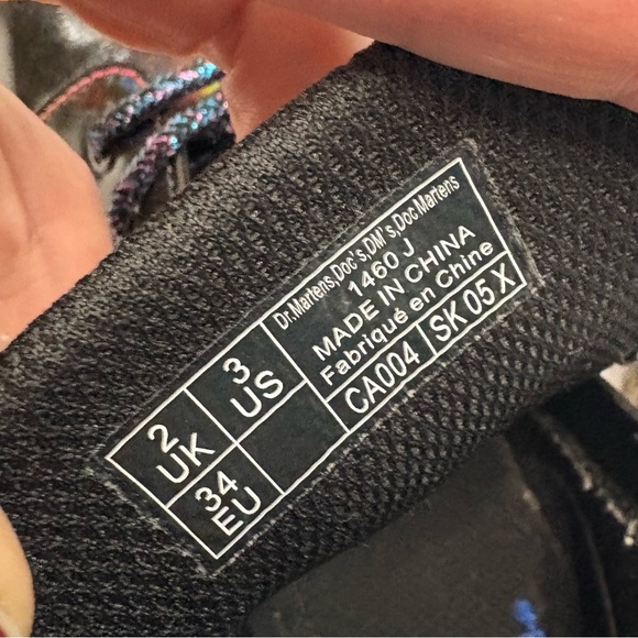 Dr Martens 1460 Sparkle Iridescent Rainbow Black Patent Leather Boots Side Zip - Picture 11 of 12